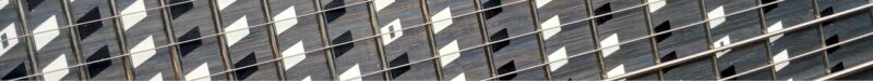 Close-up of guitar fretboard inlay.